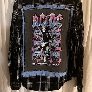 AC/DC Blow Custom upcycled flannel.
